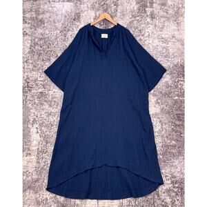 9seed Tunisia Short Sleeve Caftan Dress OS One Size Womens Blue Coverup Gauze